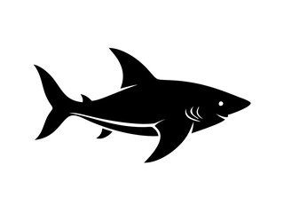 Bold black silhouette of a shark..Generative ai