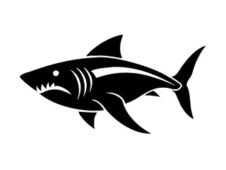 Bold black silhouette of a shark..Generative ai