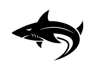 Bold black silhouette of a shark..Generative ai