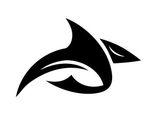 Bold black silhouette of a shark..Generative ai