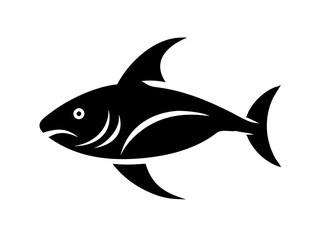 Bold black silhouette of a shark..Generative ai