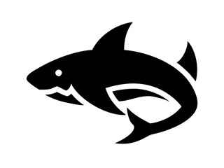 Bold black silhouette of a shark..Generative ai