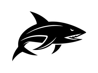 Bold black silhouette of a shark..Generative ai