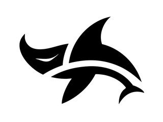 Bold black silhouette of a shark..Generative ai