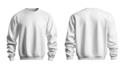 White sweatshirt displayed from front and back, showcasing clean design and casual style for apparel marketing