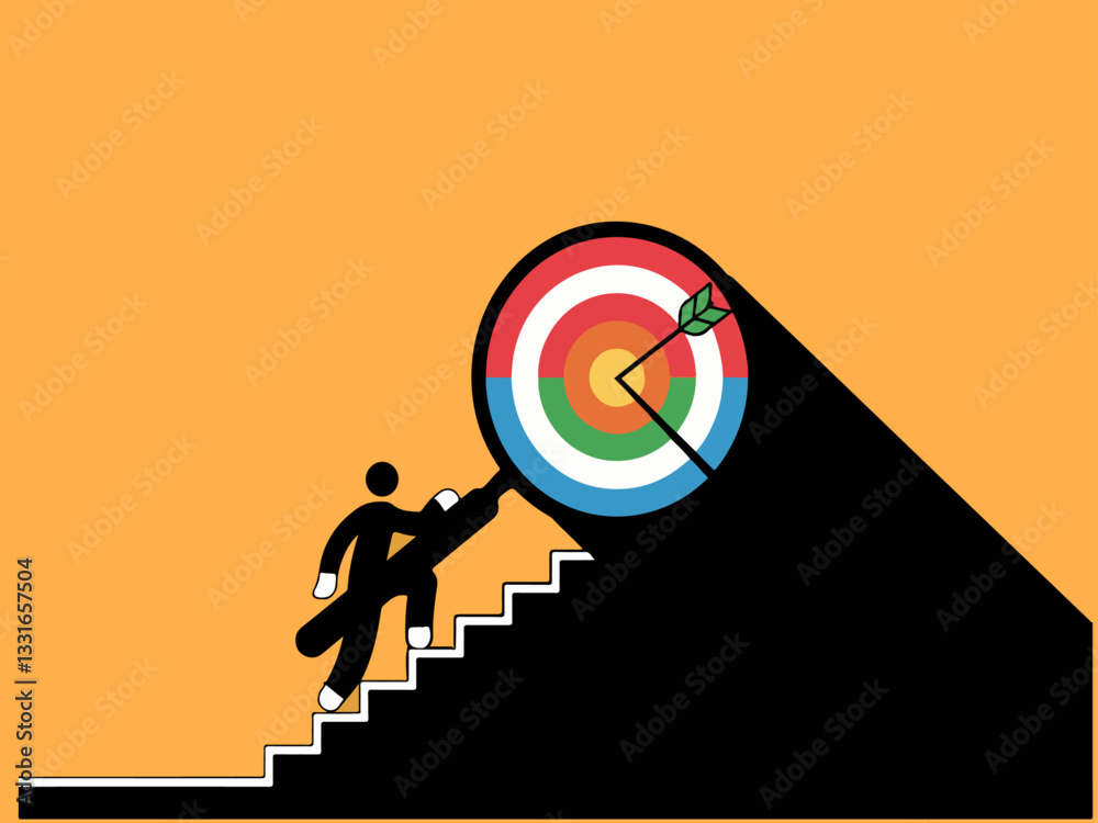 Poster magnifying success: climb the stairs to achieve your goals. a powerful visual metaphor representing 