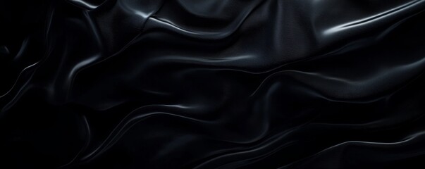 Fototapeta premium Elegant black fabric with soft, flowing textures.