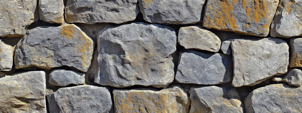Natural fieldstone wall with varied colored rocks