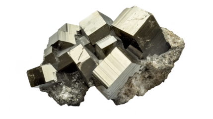 Gleaming Pyrite Cluster: A Metallic Marvel of Cubic Crystals and Geological Formation, Showcasing Natural Mineral Wealth and Earth's Treasures