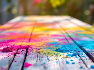 Naklejka premium Colorful Holi Vibrant Powder Splashes Used in Festive and Artistic Backgrounds