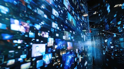 Obraz premium Digital Media Stream in a High-Tech Environment
