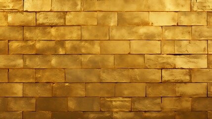 Obraz premium Gold brick wall texture background, brick wall seamless pattern