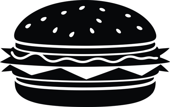 black burger with sesame seeds clip art preview