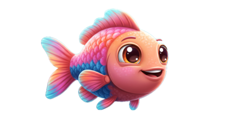 funny and cute fish cartoons transparent background