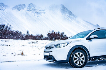 Photo of Iceland typical road in snow during winter