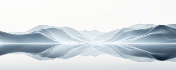 Serene and misty mountain landscape reflection.