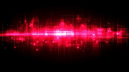 Red luminous streaks and sparkling lights on a dark background