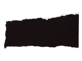 Pieces of torn or cut black paper, design elements isolated on transparent background.