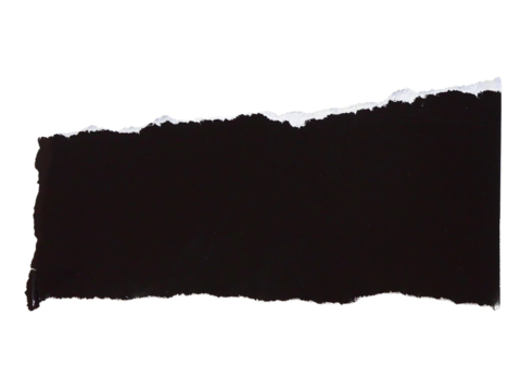 Pieces of torn or cut black paper, design elements isolated on transparent background.