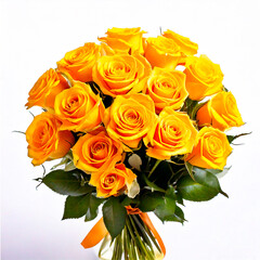 Naklejka premium Beautiful yellow rose bouquet, white background, high-quality, high-quality photography