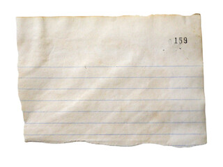 Pieces of notebook paper with white old torn or cut lines. Design elements isolated on transparent background.