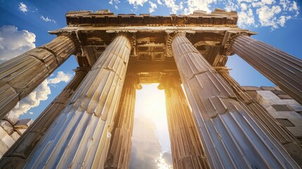 Fototapeta premium Majestic Ancient Columns Under a Sunlit Sky