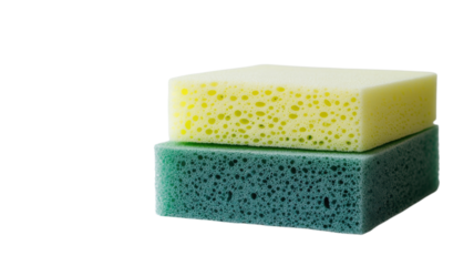 Kitchen sponges stacked on top of each other ready for cleaning tasks in a home kitchen environment