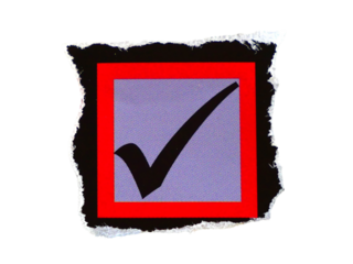 Check mark Symbol on pieces of torn or cut paper, design elements isolated on transparent background.