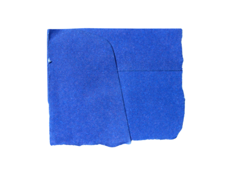 Pieces of torn or cut blue paper, design elements isolated on transparent background.