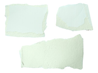Pieces of torn or cut white cardboard isolated design element on transparent background.