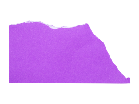 Pieces of torn or cut purple paper, design elements isolated on transparent background.