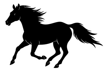 Running horse black silhouette vector, Simple silhouette Design vector icon with white background. horse vector, animal vector 