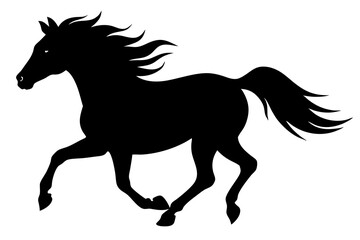 Running horse black silhouette vector, Simple silhouette Design vector icon with white background. horse vector, animal vector 