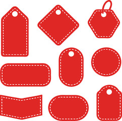 Different price tag set. Red labels collection. Vector