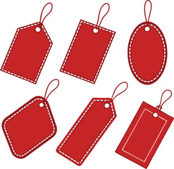 Different price tag set. Red labels collection. Vector