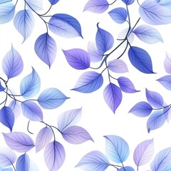 Fototapeta premium Seamless pattern of delicate blue leaves.