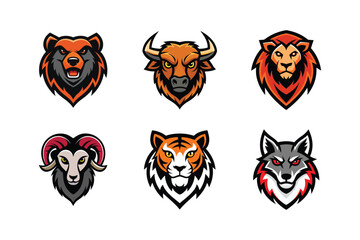 set of wild animals mascot logo