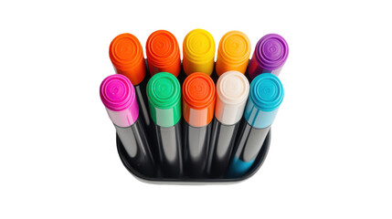 Fototapeta premium Palette of Possibilities: A Vibrant Array of Markers Ready to Unleash Creativity for Drawing, Sketching, and Artistic Expression on Black Canvas