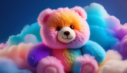Fototapeta premium teddy bear on blue sky background