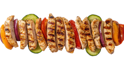 Grilled chicken skewers with colorful vegetables prepared for a summer barbecue gathering