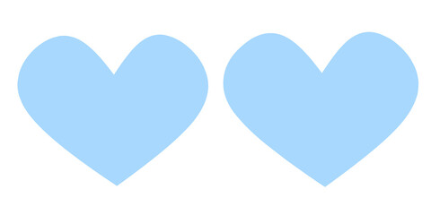 Collection of pastel blue Heart icon, Symbol of Love Icon flat style modern design Isolated on white Background. Vector illustration.