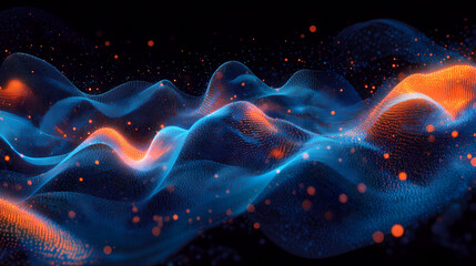 Fototapeta premium Abstract Blue and Orange Waves in Dynamic Flow