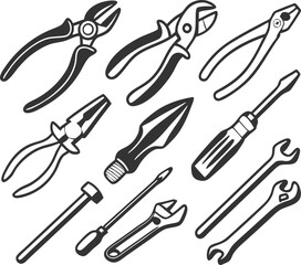 Tools icons set. Instruments signs collection. Vector