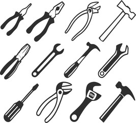 Tools icons set. Instruments signs collection. Vector