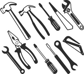 Tools icons set. Instruments signs collection. Vector