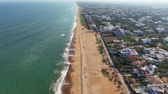 ECR Chennai Beach AERIAL VIEW Drone shots Tamil Nadu Coastline