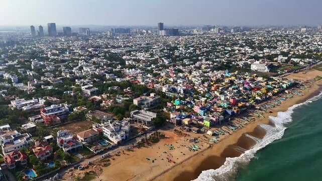 ECR Chennai Beach AERIAL VIEW Drone shots Tamil Nadu Coastline