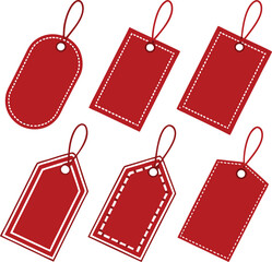 Different price tag set. Red labels collection. Vector