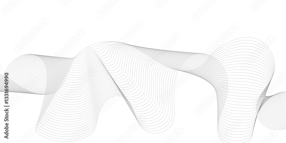 Poster thin wavy curve line vector background. curve wave seamless pattern background. black and grey wave 