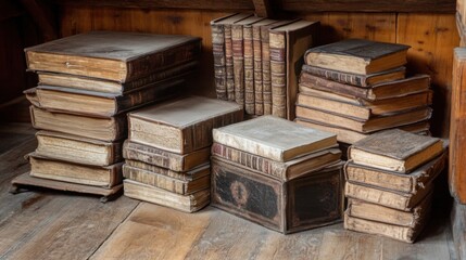 Old Bookshelves in a Cozy Space, Evoking Timeless Knowledge and Comfort